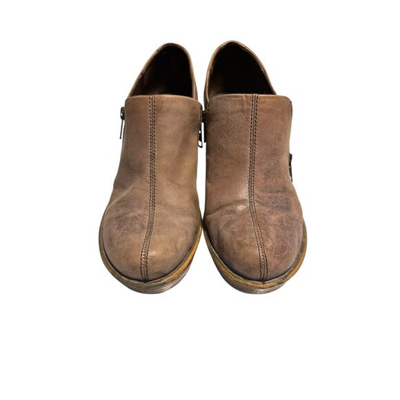 EUC Born Famke Leather Chunky Heeled Clogs Taupe Distressed Size 9 Boho Comfort - Picture 3 of 8